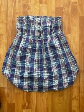 torrid Plaid Strapless Bubble Top in Navy, Purple, White